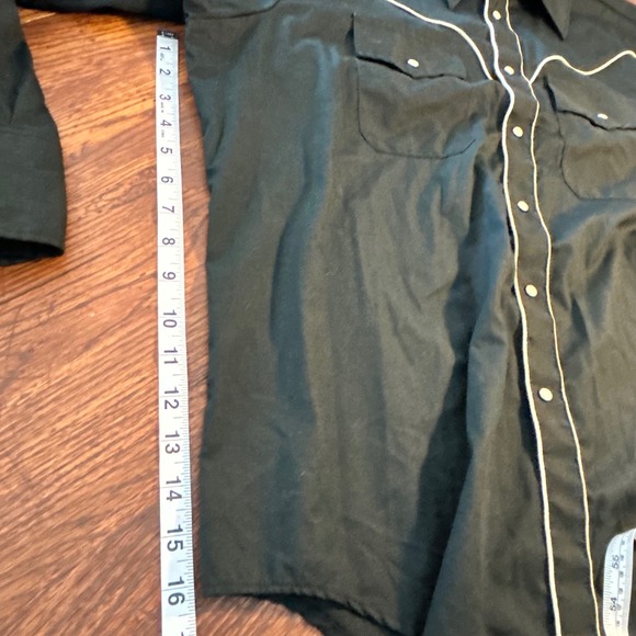 Vintage Sundance Career Club Mens XL Black Western Pearl Snap Shirt White Piping - Picture 6 of 7